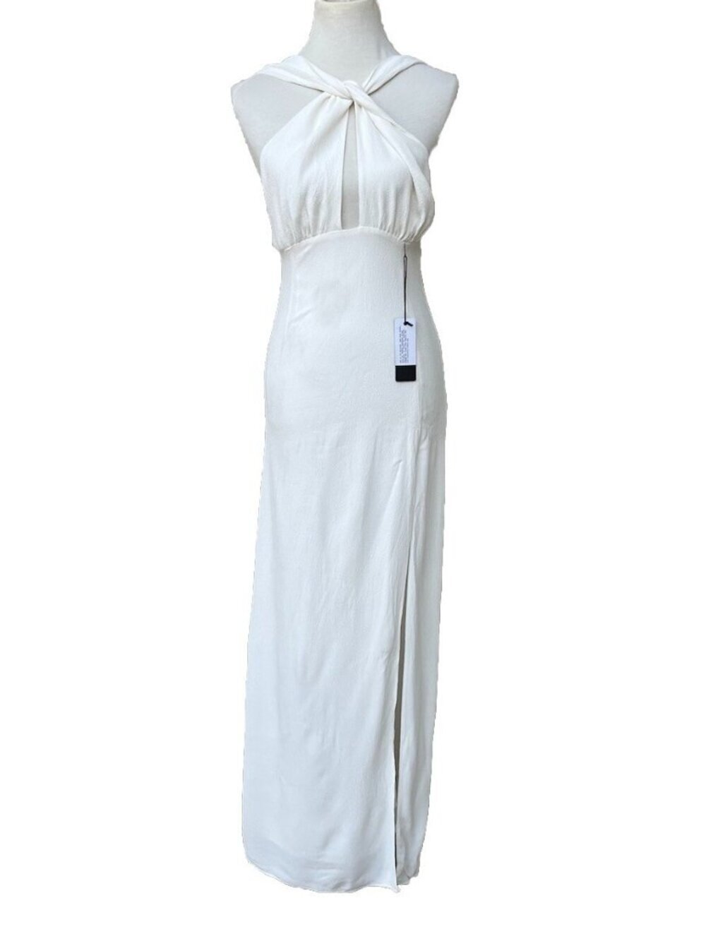Stone Cold Fox Women’s White Rayon Palm Side Slit Halter Gown Dress Size 4 US - Picture 1 of 16
